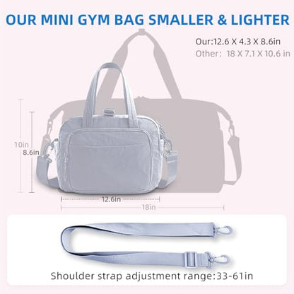 mini gym bag for women, travel duffel bag with wet pockets and Shoe Compartment,Lightweight carry on weekender duffel, water resistant,for sports,yoga,dance,blue - color: blue