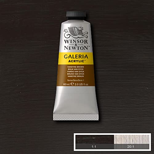 Winsor & Newton Galeria Acrylic Color, 60ml Tube, Vandyke Brown | Introductory Acrylic Paint made with Professional Pigments, Perfect for Beginners, Buttery Texture, High Tinting Strength - color: Vandyke Brown, style: 2-oz Tube