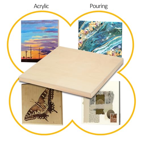 2 Pack 16x16'' Unfinished Gallery Birch Wood Canvas Panels | 1 1/2’’ Deep Cradle Boards for Painting, Acrylic Pouring, Art, Burning, Crafts, Epoxy Resin, Laser Engraving Cutting - size: 16*16 2 Pack