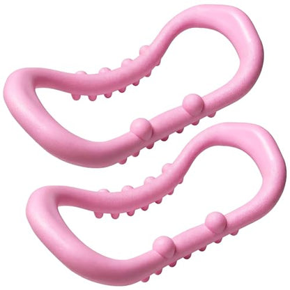 Set of 2 Pilates Yoga Fitness Rings, Pilates Circle Stretch Resistance Training Support Massage, Yoga Equipment Ring with Massage Steel Balls, Training Ring for Pilates, Pink - color: Pink 02