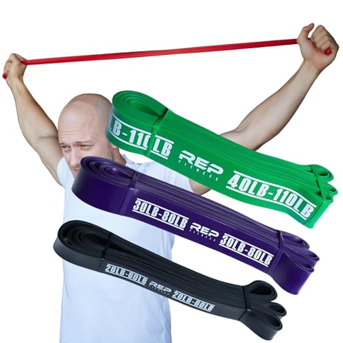 Rep Fitness Pull-Up Bands Resistance Exercise Workout Equipment Set for Home Gym Training – Heavy Duty Stretch Band for Assisted Pullups, Strength Training, Physical Therapy, and Fitness Workouts - color: Bundle: Black, Purple, Green