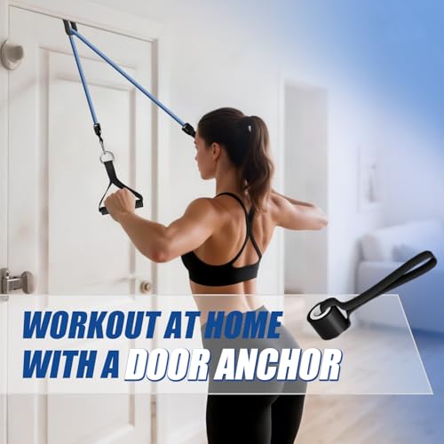 WHATAFIT Resistance Bands with Handles, 5-Level Exercise Bands for Workout - color: Green Blue