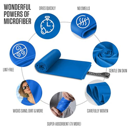 VENTURE 4TH Quick Dry Microfiber Towel for Camping & Gym - Blue Large - color: Blue, size: 60.00" x 31.50"