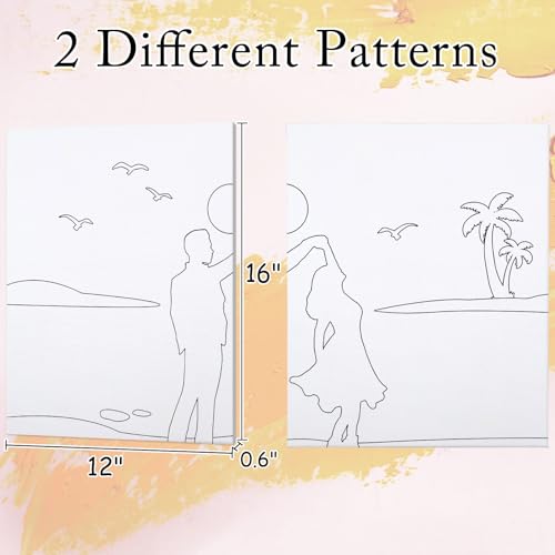 VOCHIC Sip and Paint Kit,Pre Drawn Canvas Couples Paint Party Kit Painting Art Set for Adults Date Night Sunset Beach 2 Pack (12 x 16 Inches, Dancing Couple) - size: 12x16, style: Dancing Couple