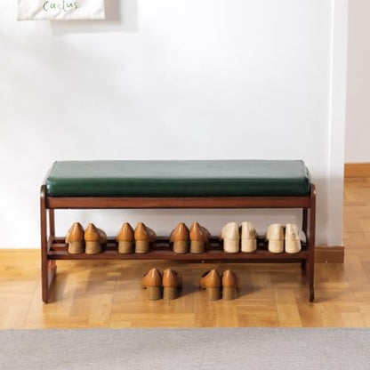 latifolia Shoe Rack Bench, Entryway Bench with Cushion(Green,39.70''L) - color: Green, size: 39.37''L