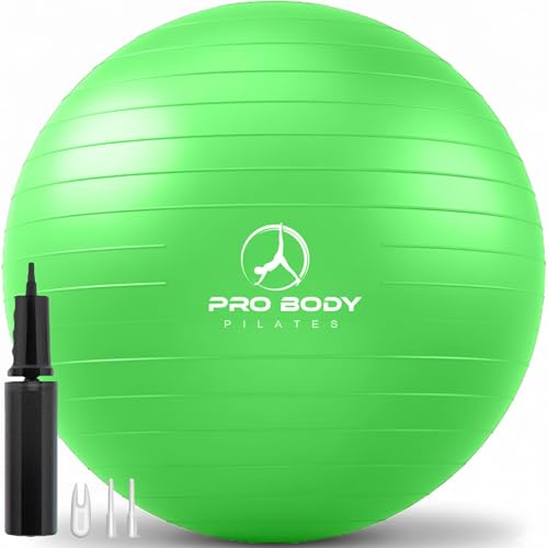 ProBody Pilates Yoga Ball - Gym Grade Exercise Ball - color: Green, size: M: 19-22 inches/48-55 cm