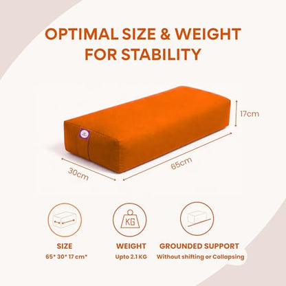 Rectangular Cotton Yoga Bolster, Yoga Pillow, Yoga Cushion, Yin yoga Bolster, Iyengar yoga bolster - color: Orange