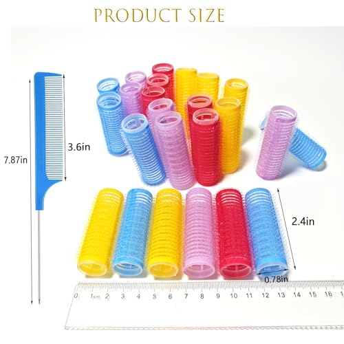 ZMD 18Pcs Self Grip Small Hair Rollers Curlers, Plastic Hair Rollers Heatless Salon Hairdressing Curlers DIY Curly Hair Accessories for Women Girls Short Thin Fine Hair (0.8 x 2.4 Inch) - color: Dark Blue