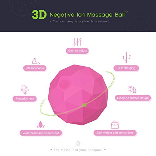MEXITOP Electric Vibrating Massage Ball, 2-Speed Fitness Yoga Pilates Physical Therapy Massage Roller to Fight Sore Muscles,Washable Negative Ion Vibration Massages Ball for Muscle Recovery(Red) - color: Rose Red