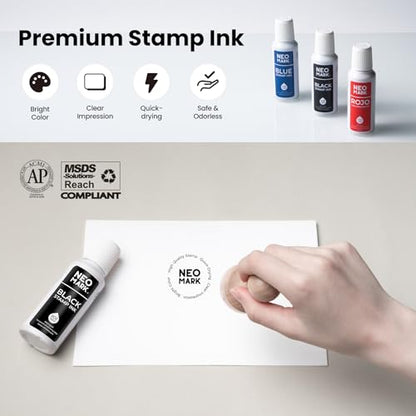 Premium Stamp Ink, Quick-Drying & AP-Certified Non-Toxic Refill Ink for Self-Inking Stamps, Date Stamps and Stamp Pads (Black, 2oz) (Pack of 2) - color: Black, size: 2 fl oz (Pack of 2)