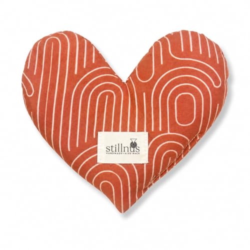 Stillnus Terra Weighted Eye Pillow – Organic Flaxseed & Lavender, Terracotta Print, Heart Shaped, Feel Better & Relaxation Gift for Women