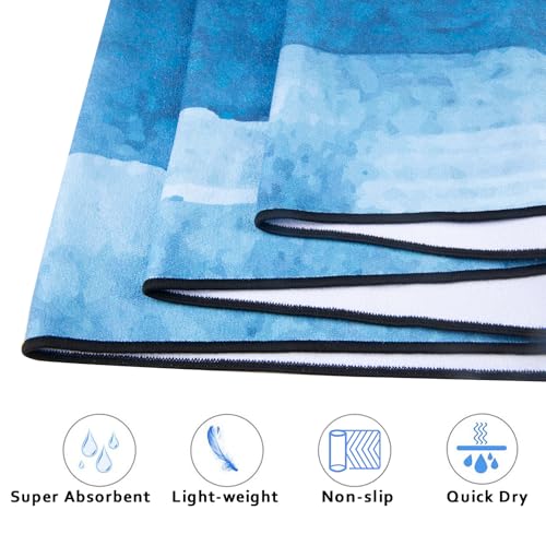 QiyI Hot Yoga Towel with Grip Dots, Non Slip, 70"x26", Blue Tie Dye - color: Blue Tie Dye, size: 70"x26"