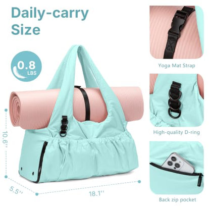 Yoga Mat Bag Yoga Bag for Women with Mat Holder Large Sport Gym Bag with Adjustable Yoga Mat Strap Shoes Compartment - color: Cyan