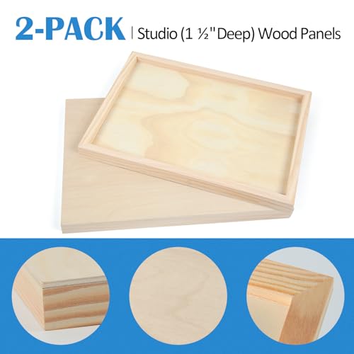 2 Pack 10x10'' Unfinished Gallery Birch Wood Canvas Panels | Birch Wood Panels Kit, 1 1/2" Deep Art Cradle Boards for Painting, Pouring, Burning,Epoxy Resin, Laser Engraving Cutting - size: 10*10 2 Pack