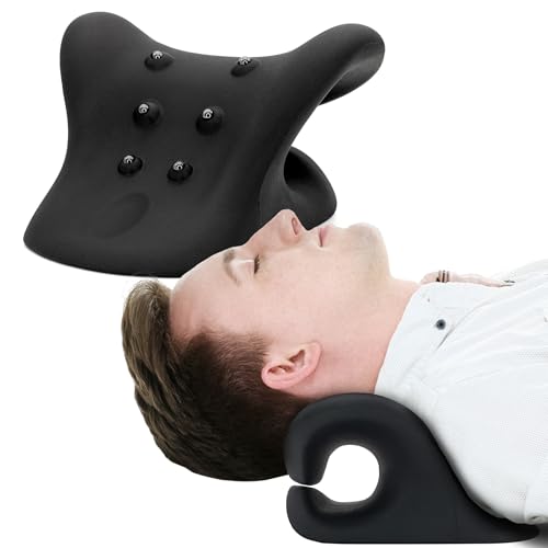 HealthSmart Neck & Shoulder Traction Device, Neck & Shoulder Relaxer, Magnetic Therapy, Cervical Spine Alignment and TMJ Relief, Neck Pain Relief, Black - size: One Size