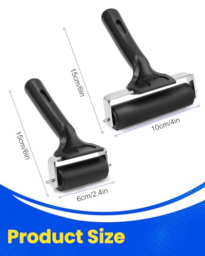 UCEC 2 Pack Brayer Roller for Printmaking, Rubber Roller for Ink 2.4&4 Inch | Brayer Rollers In 2.4 Inch & 4 Inch Sizes, Durable Rubber Roller For Ink, Gluing, Diamond Painting & Block Printing Crafts - color: 2.4+4 Inch-Black