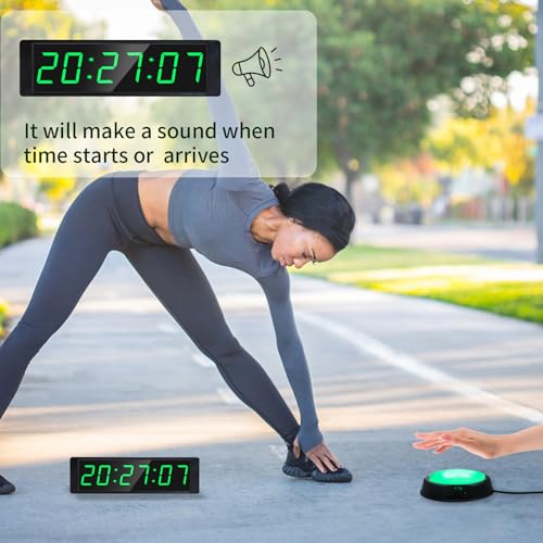 YZ Gym Clock for Home Gym with Start/Stop Button, Interval Timer for Workout, Stopwatch/Countdown Timer with Remote, 12/24H Digital Wall Clock, Portable Home Gym Accessories - style: plug-in