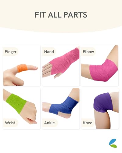 FriCARE Self Adhesive Bandage Wrap, Medical Tape in First Aid Kit | Elastic Cohesive Bandages for Sports/Vet/Wrist Ankle Wounds, 2 Inches X 5 Yards, Latex-free 6 Rolls, Xtra Fiesta - color: Xtra Fiesta