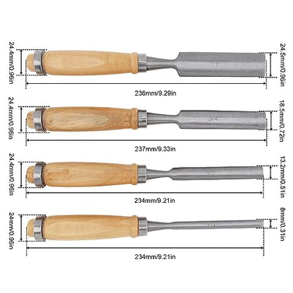 4PCS Semi-Circular Woodworking Chisel Set - Chrome Vanadium Steel Carpenter Wood Carving DIY Gouge Chisels for Beginners & Hobbyists