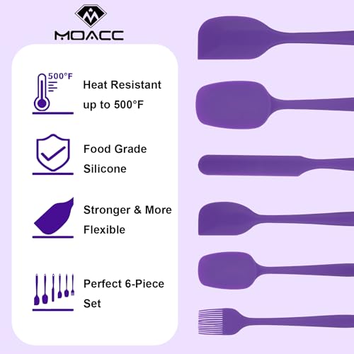 Silicone Spatulas Set, Rubber Spoon Spatula Heat Resistant Spoonula One Piece Design Seamless Spatula Non-Stick Scrapers Baking Mixing Tool (Purple) - color: Purple