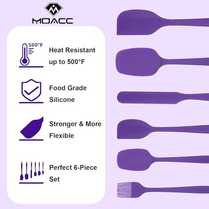 Silicone Spatulas Set, Rubber Spoon Spatula Heat Resistant Spoonula One Piece Design Seamless Spatula Non-Stick Scrapers Baking Mixing Tool (Purple) - color: Purple