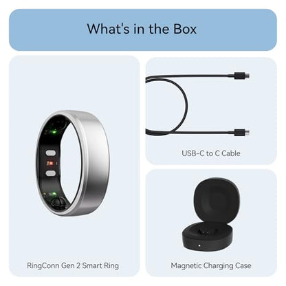 RingConn Gen 2 Smart Ring - Sleep Apnea Monitoring(Silver, Size 11) | No APP Subscription, 12-Day Battery Life, Stress/Heart Rate/Women's Health Tracker, Android & iOS Compatible - color: Future Silver, size: 11