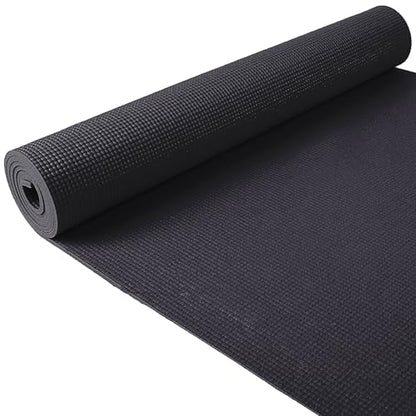 Fitvids All Purpose 1/4-Inch High Density Anti-Tear Exercise Yoga Mat with Carrying Strap, Multiple Colors - color: Black