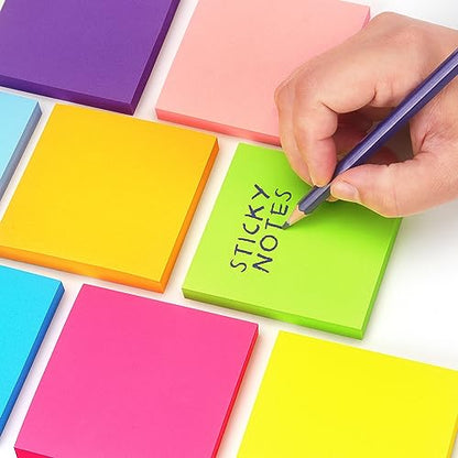 Sticky Notes 3x3 in, Bright Colors Self-Stick Pads, 8 Pads, 85 Sheets/Pad | Total 680 Sheets - color: 8 Pads 3x3 in Bright Colors Sticky Notes