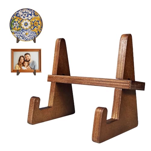 Wooden Display Stand, Plate Holders for Displaying, Photo and Picture Frame Stand, Decorative Table Top Easels, for 7-13" Plate - size: 1 PIECE