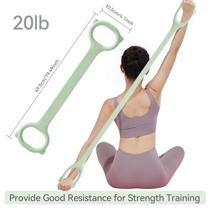 Figure 8 Workout Resistance Band - 3 Elasticities Optional 20 30 40lb, Thicker Durable Arm Back Shoulder Exercise Elastic Rope Yoga Straps Pilates Flexbands, Physical Therapy Stretch Bands - color: 20LB Green