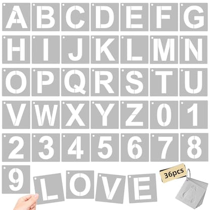 3 Inch Large Reusable Plastic Letter Stencils & Number Stencil (Template 4 Inches Long, Font 3 Inches), 36 Pcs Alphabet Art Craft Set for Wood,Wall,Rock,Signage,Door Porch,Chalkboard,DIY Projects ﻿ - size: 3 INCH