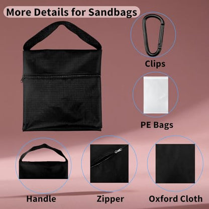8 Pack Sandbags with 16 PE Bags, Sand Bag for Backdrop Stand | Weight Bags for Light Stand Photography Video Equipment, Heavy Duty Sand Bags for Photo Tripod, C Stands and Light Stands - size: 8 PCS