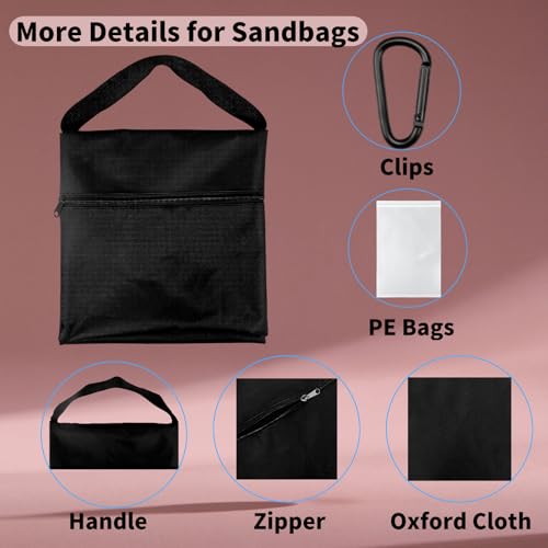 6 Pack Sandbags with 12 PE Bags, Sand Bag for Backdrop Stand | Weight Bags for Light Stand Photography Video Equipment, Heavy Duty Sand Bags for Photo Tripod, C Stands and Light Stands - size: 6 PCS