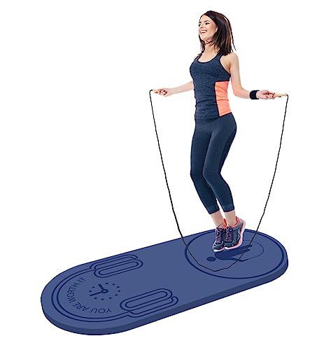 8/20/30mm Jump Rope Mat Fitness Exercise Mat Durable, Non-Slip, Workout Mats with Jump Rope & Carrying Bag for Home Gym Flooring (55"x 24") - color: Blue-20mm