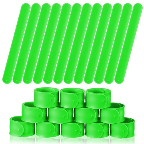 Gemscream 12 Pcs Silicone Slap Bracelets DIY Slap Bands Party Favors Bulk Blank Soft Wristband Wrist Snap Band for Craft Project DIY Painting Birthday Party Halloween Christmas - color: Green