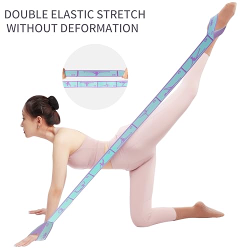 9 Loops Elastic Yoga Strap - Adjustable Stretching Band for Physical Therapy, Dance, Pilates & Gymnastics, Multi-Loop Exercise Band for Flexibility, Home Workout - color: Blue
