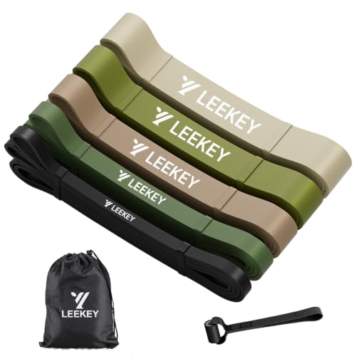LEEKEY Resistance Bands for Pull Up Assist, Exercise & Workout Bands Set - color: 5-125LBS GREEN BROWN