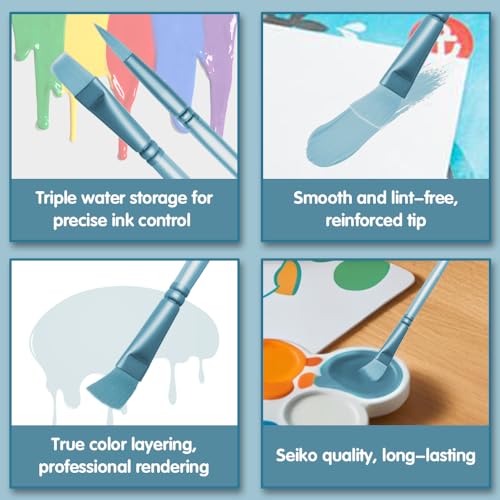 Acrylic Paint Brush Set, 6 pcs Watercolor Brushes, Painting Brush Nylon Hair Brushes for All Purpose Oil Watercolor Painting Beginner Kits (6, Blue) - color: Blue