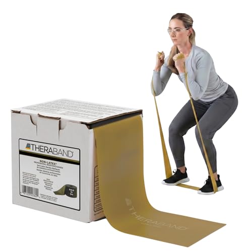 THERABAND Resistance Band, Gold, Max, 25-Yard Roll, Latex-Free, Elastic Band for Exercise, Physical Therapy, Yoga, Pilates, Stretching, Home Workouts, Color-Coded for Easy Resistance Levels - color: Gold | Max