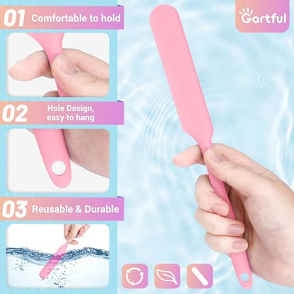 6PCS Silicone Stir Sticks Kits, 2pcs Spatula Scraper, 2pieces Large Silicone Sticks, 2pack Pointed Stir Rods, Reusable DIY Craft Tool for Mixing Resin, Paint, Liquid, Pink - color: Pink, size: Large&Medium-6PCS
