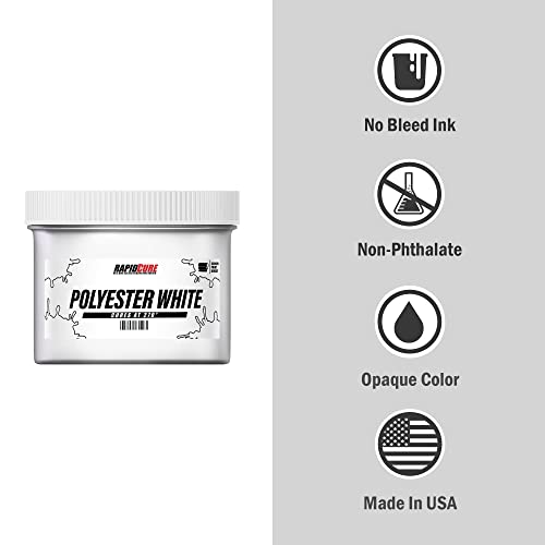 Rapid Cure Polyester White Plastisol Ink - Screen Printing Ink, Gallon | Cures At 270°F Vs. Standard 320°F For Faster Turnaround - Bold Opaque Color, Non-Phthalate, CPSIA Safe, USA Made - Poly White - color: Polyester White, size: 128 fl oz