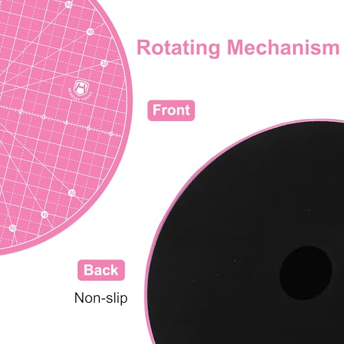 13"x13" Round Rotating Cutting Mat, Self Healing Mat with 360-Degree Rotation & Anti-Slip Base, Sewing Board Cutting Mat Perfect for Fabric Quilting Leather Hobby Project, Pink - color: Pink, size: 13"L x 13"W
