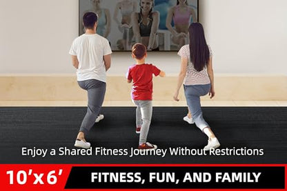 GymCope Large Exercise Mat for Home Workouts, 12x6/10x6/9x6/8x6/7x5/6x4 ft - color: 10'*6'Black