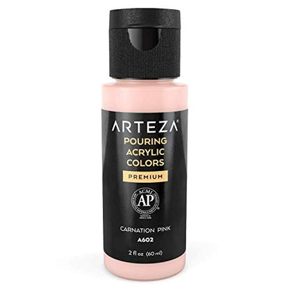 ARTEZA Acrylic Pouring Paint - 2oz (60 ml), Carnation Pink High Flow, No Mixing Needed, For Pouring on Canvas, Glass, Paper, Wood, Tile, Stones - color: Carnation Pink, size: 2 Fl Oz (Pack of 1)