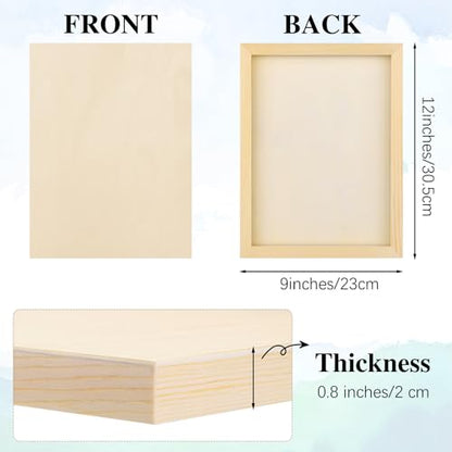Aodaer 8 Pack Wood Panels 9 x 12 Inch Wooden Panels Canvas Unfinished Craft Wood Boards Panels for Art Crafts Acrylic and Oil Painting Pouring DIY Projects - size: 9 x 12 Inch