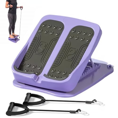 Slant Board for Calf Stretching, 9-Level with 2 Resistance Bands - color: Purple