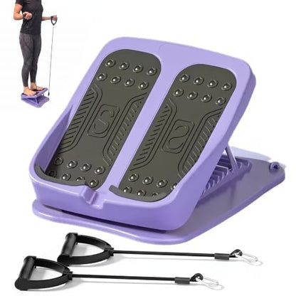 Slant Board for Calf Stretching, 9-Level with 2 Resistance Bands - color: Purple