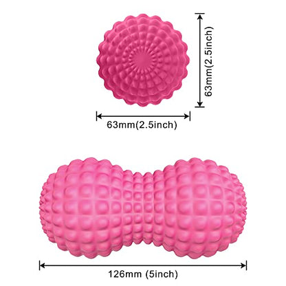 SELEWARE Peanut Massage Ball, Double Lacrosse Roller for Muscle Relief - color: Pink