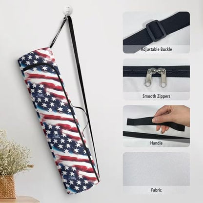 Yoga Mat Bag for Women & Men Full-Zip Yoga Mat Carrier Bag for Class Workout Park with Adjustable Strap - color: American Flag00