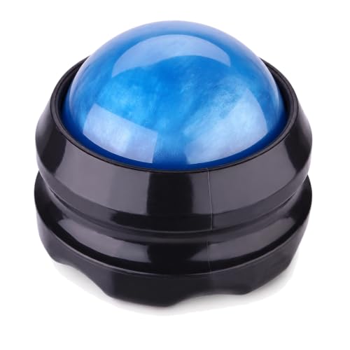 Manual Massage Ball Roller for Essential Oils & Lotion - Blue Handheld Deep Tissue Massager for Back, Neck & Foot Relief - color: Blue